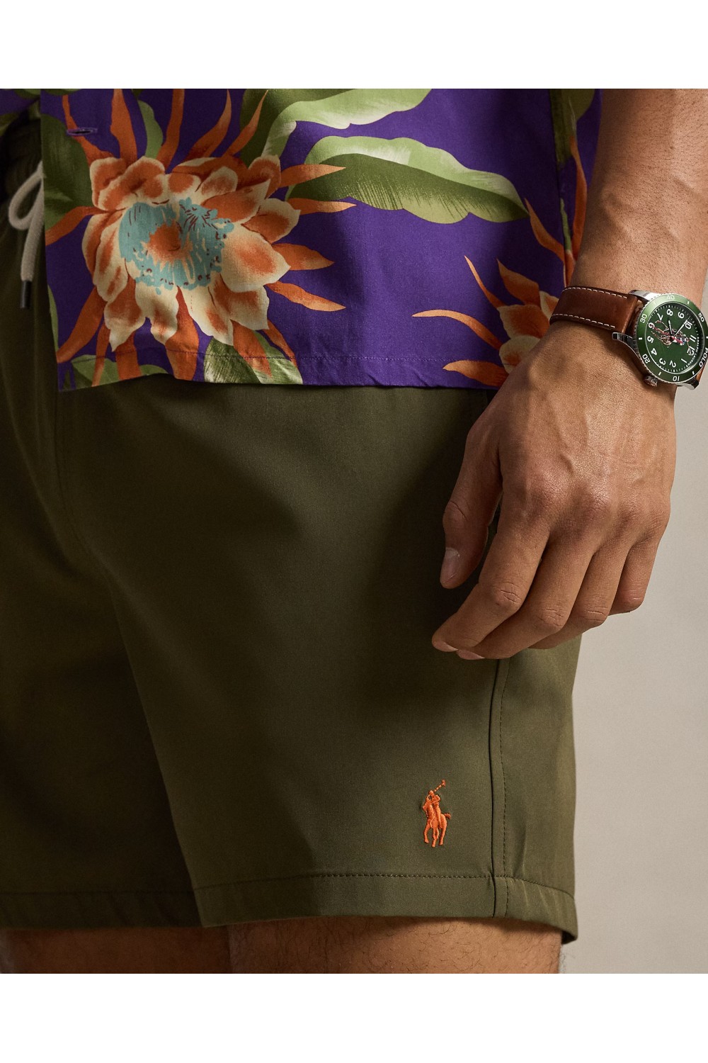 POLO RALPH LAUREN SWIMMING TRUNK TRAVELLER CANOPY OLIVE-KHAKI 710957782510