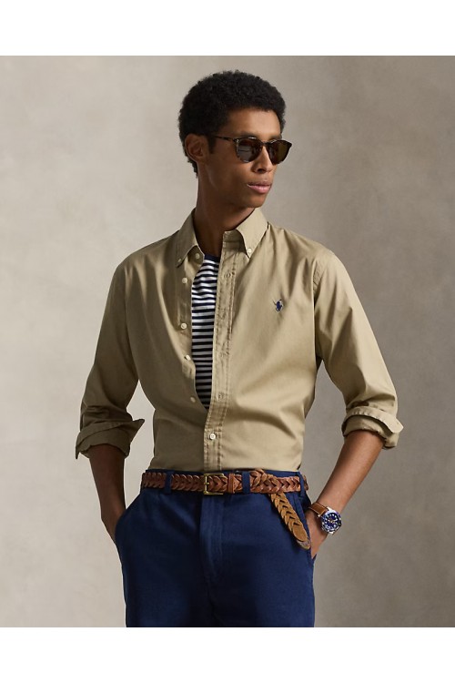 POLO RALPH LAUREN CUSTOM FIT FEATHERWEIGHT TWILL SHIRT SURREY TAN 710B20512001