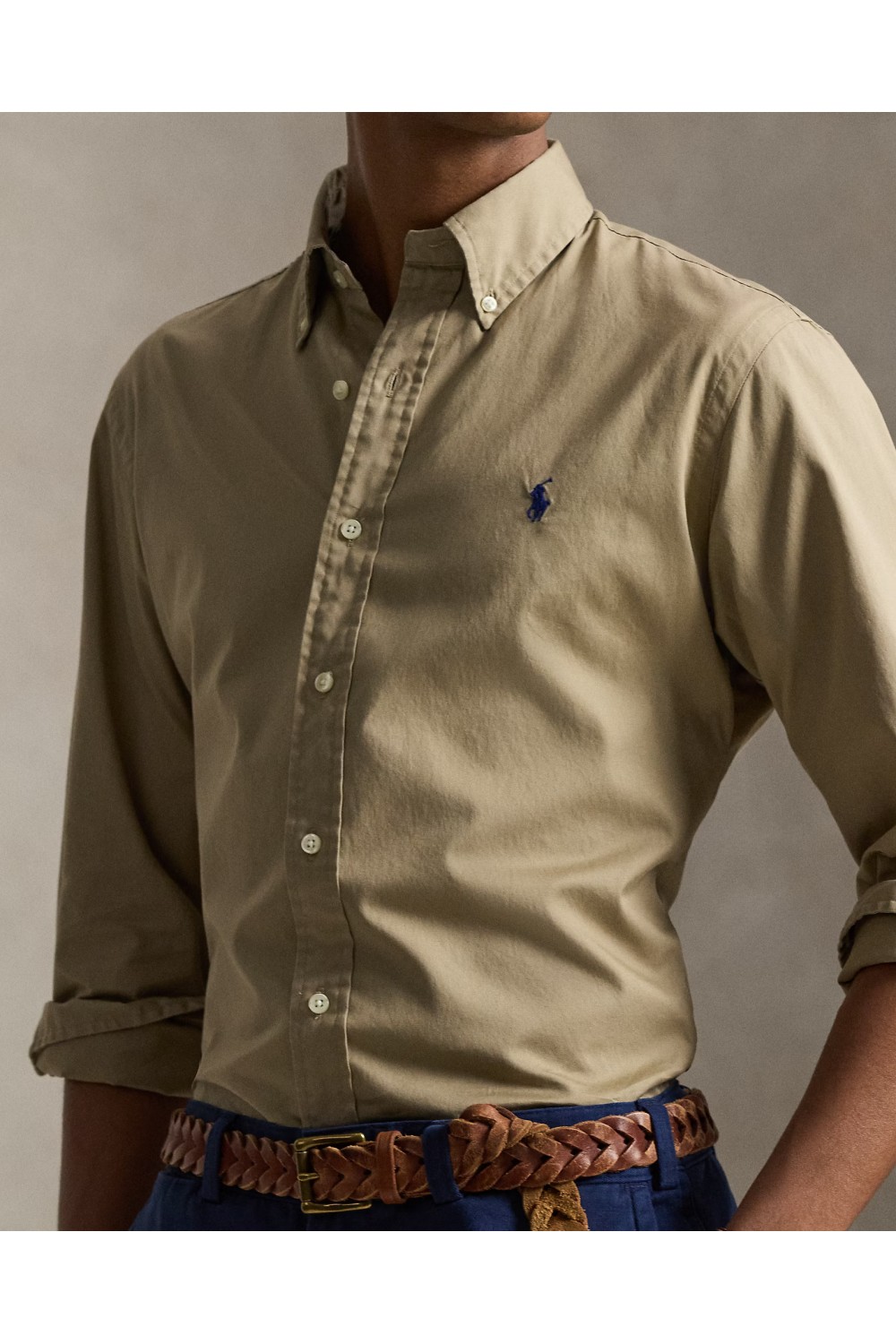 POLO RALPH LAUREN CUSTOM FIT FEATHERWEIGHT TWILL SHIRT SURREY TAN 710B20512001