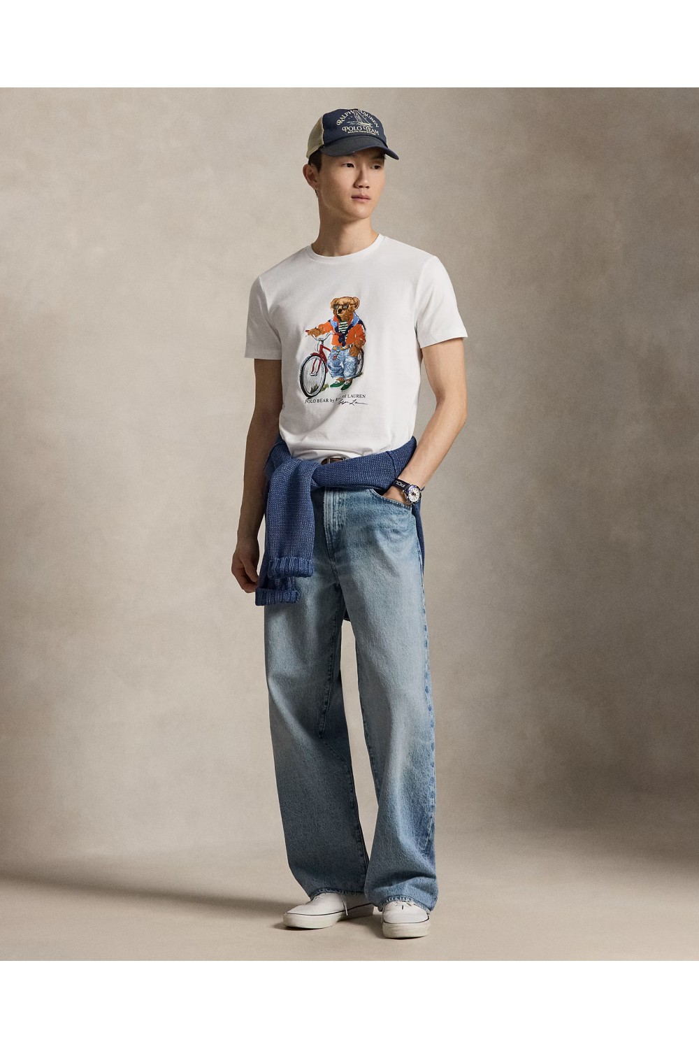 POLO RALPH LAUREN CUSTOM SLIM FIT POLO BEAR T-SHIRT WHITE 710B16612002