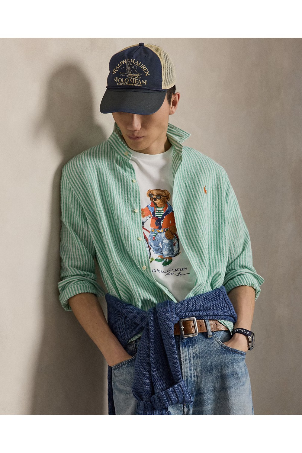 POLO RALPH LAUREN CUSTOM SLIM FIT POLO BEAR T-SHIRT WHITE 710B16612002