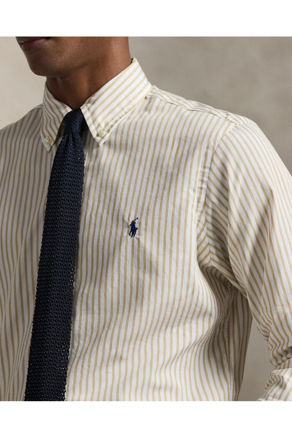 POLO RALPH LAUREN CUSTOM FIT STRIPED BROADCLOTH SHIRT WHITE-BEIGE 710B15595007