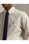 POLO RALPH LAUREN CUSTOM FIT STRIPED BROADCLOTH SHIRT WHITE-BEIGE 710B15595007