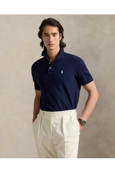 POLO RALPH LAUREN CUSTOM SLIM FIT STRETCH MESH POLO NAVY BLUE 710941439038