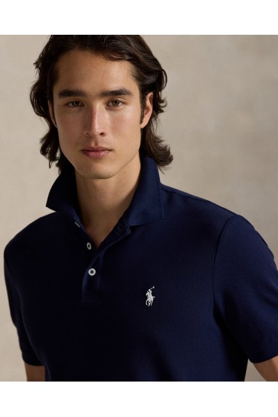 POLO RALPH LAUREN CUSTOM SLIM FIT STRETCH MESH POLO NAVY BLUE 710941439038