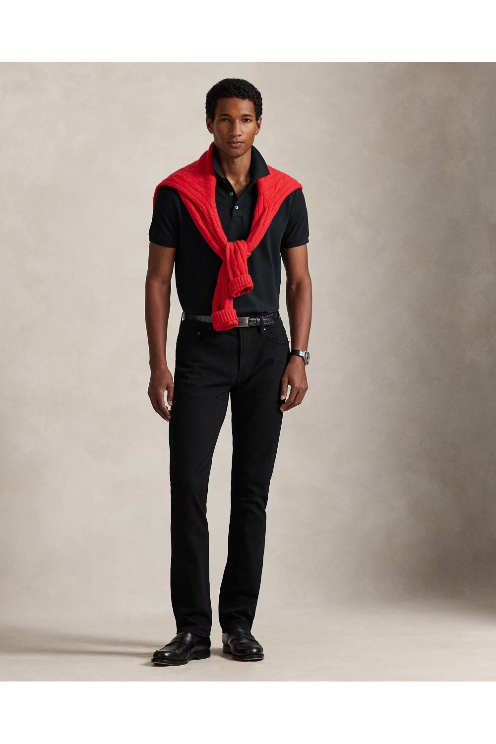 POLO RALPH LAUREN CUSTOM SLIM FIT STRETCH MESH POLO BLACK 710941439040