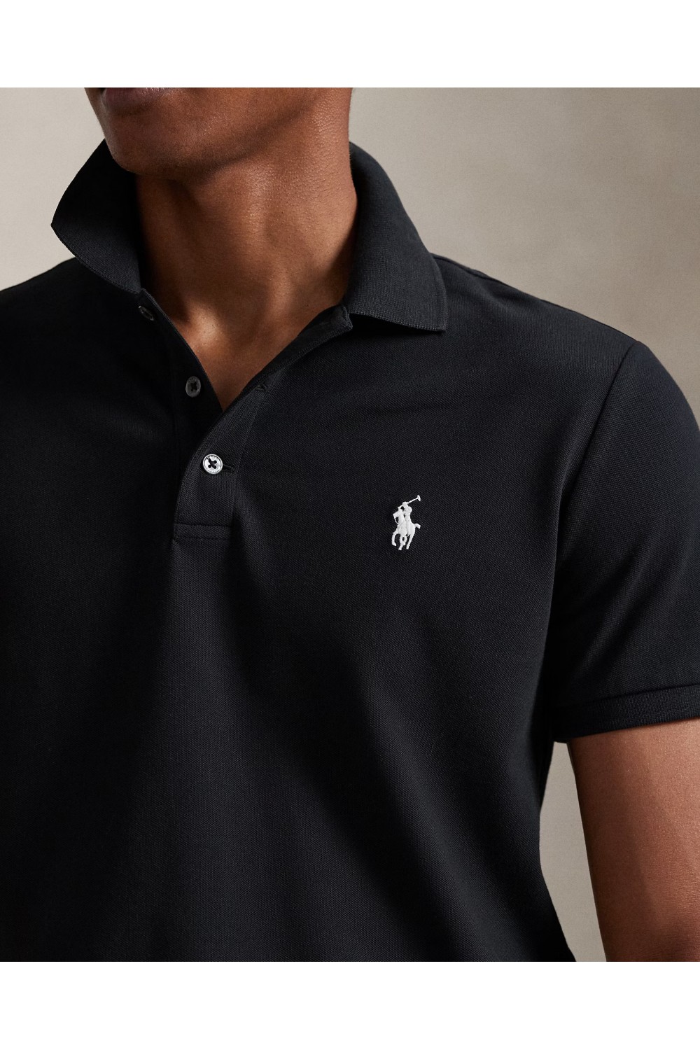 POLO RALPH LAUREN CUSTOM SLIM FIT STRETCH MESH POLO BLACK 710941439040
