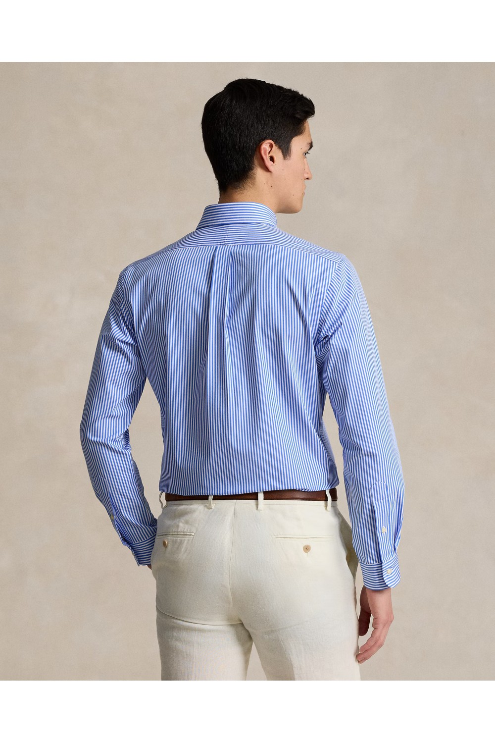 POLO RALPH LAUREN CUSTOM FIT STRIPED STRETCH POPLIN SHIRT BLUE-WHITE 710929346001