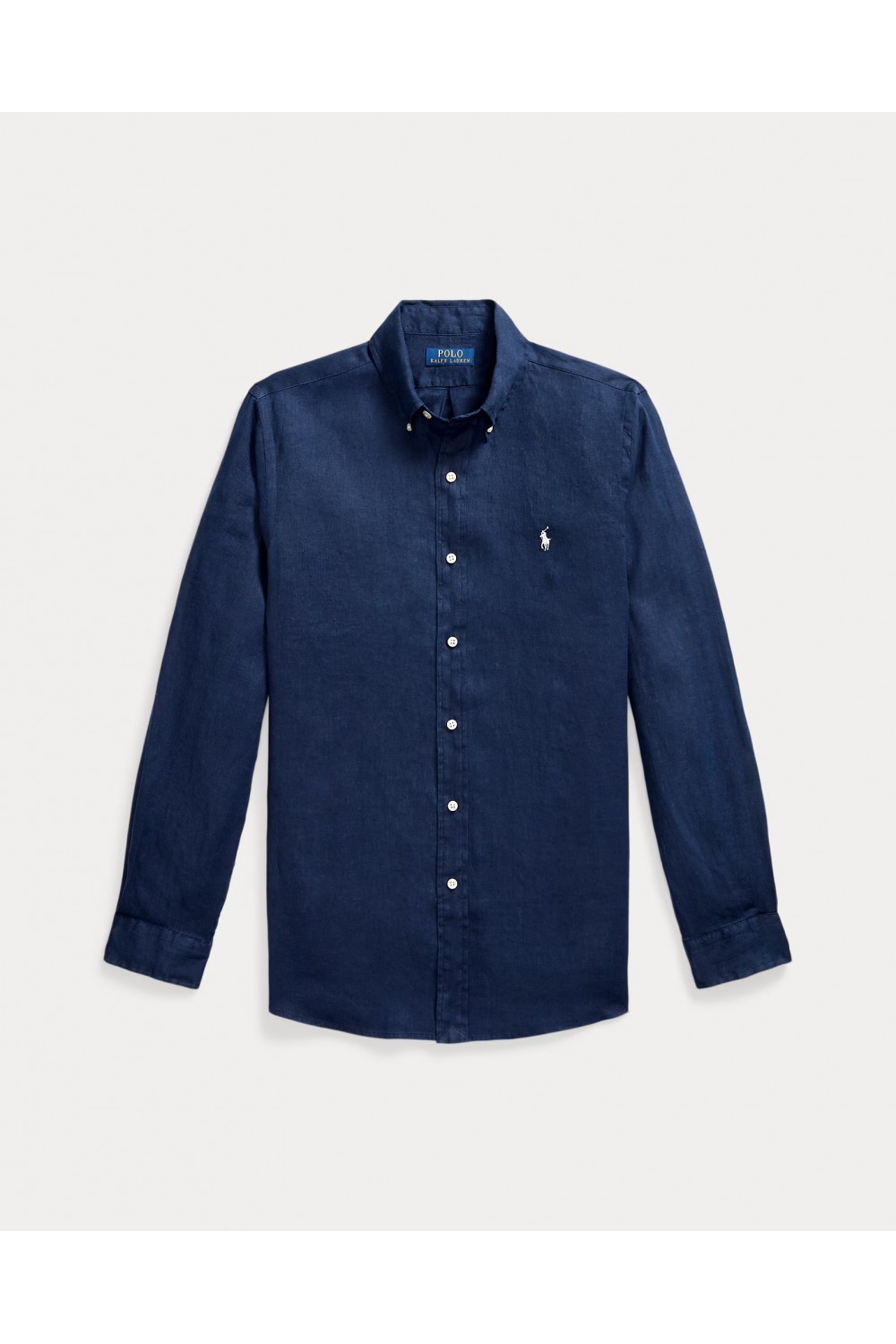 POLO RALPH LAUREN M CLASSICS LINEN SHIRT NAVY-WHITE LOGO 710966294504