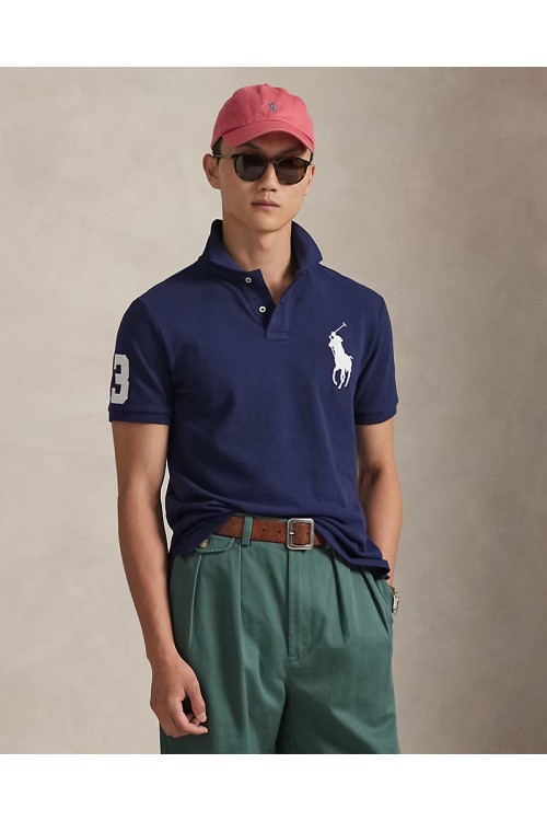 POLO RALPH LAUREN BIG PONY CUSTOM SLIM FIT MESH POLO NAVY 710688969004