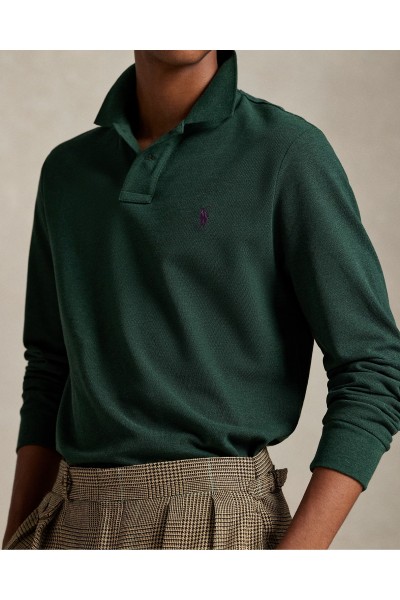 POLO RALPH LAUREN CUSTOM FIT MESH POLO DARK GREEN 710680790074