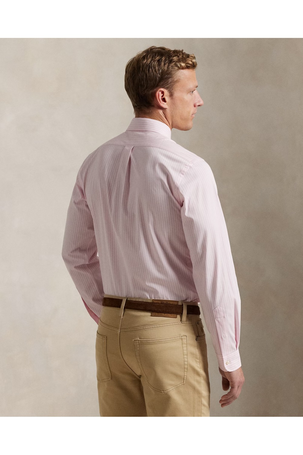 POLO RALPH LAUREN STRIPED STRETCH POPLIN SHIRT PINK 710929346015