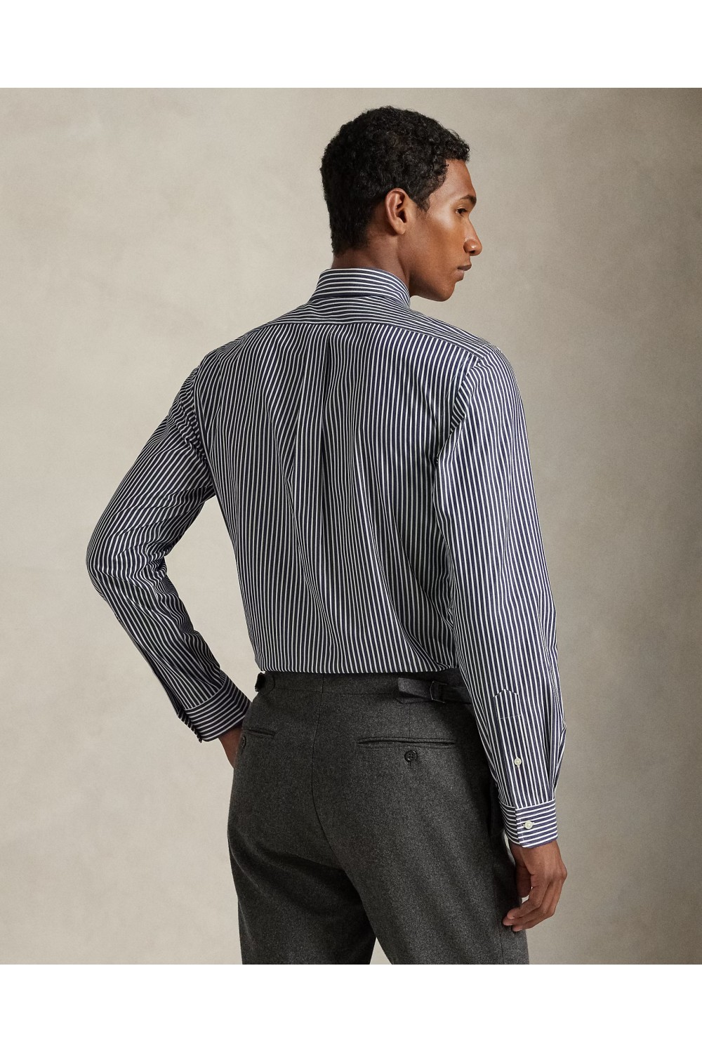 POLO RALPH LAUREN STRIPED STRETCH POPLIN SHIRT NAVY-WHITE 710929346022