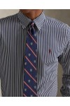 POLO RALPH LAUREN STRIPED STRETCH POPLIN SHIRT NAVY-WHITE 710929346022