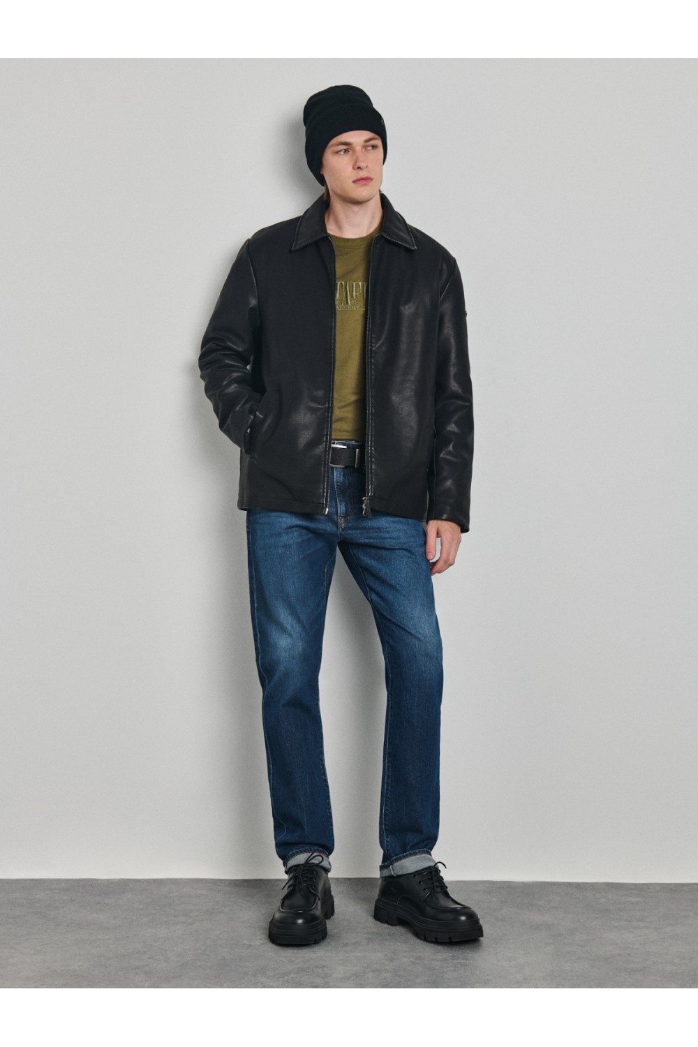 STAFF JEANS & CO WILLIAM MAN ECO LEATHER JACKET BLACK 66-201.056