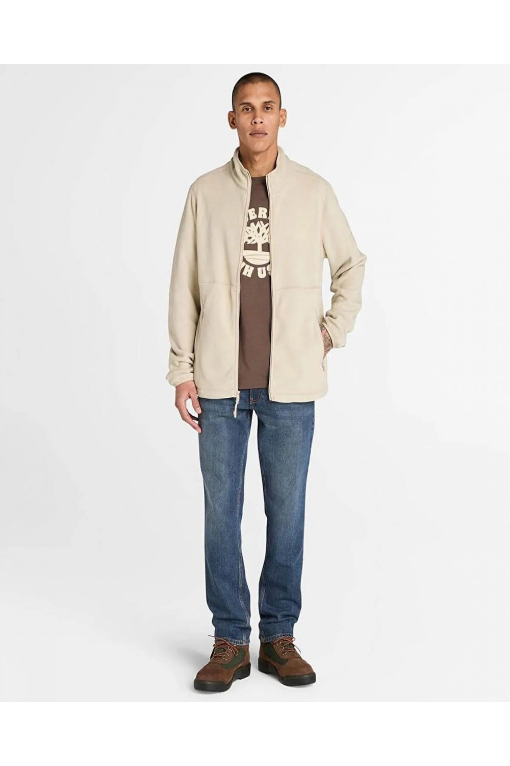 TIMBERLAND FULL ZIP POLAR FLEECE JACKET ECRU TB0A6HM3CY2