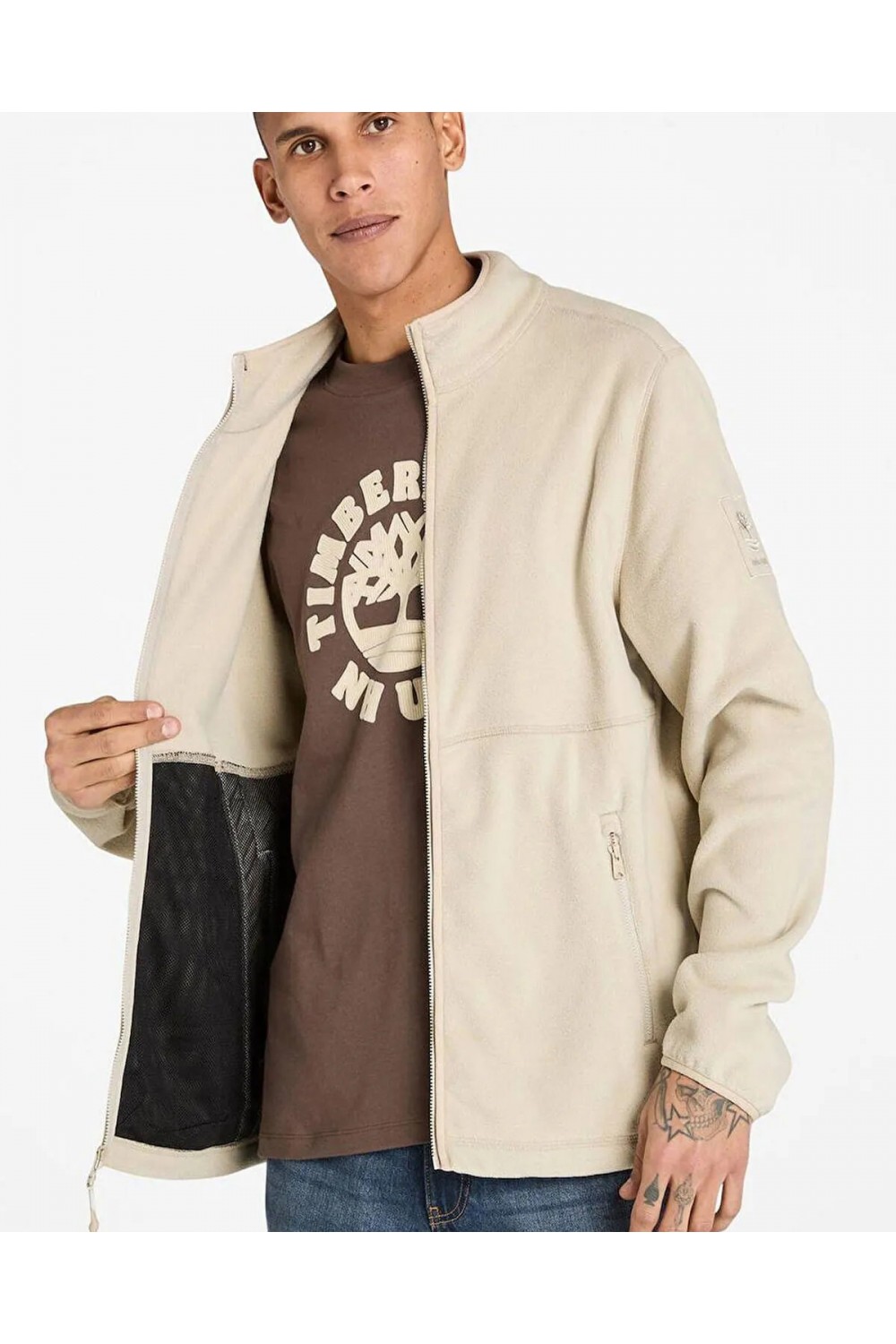 TIMBERLAND FULL ZIP POLAR FLEECE JACKET ECRU TB0A6HM3CY2