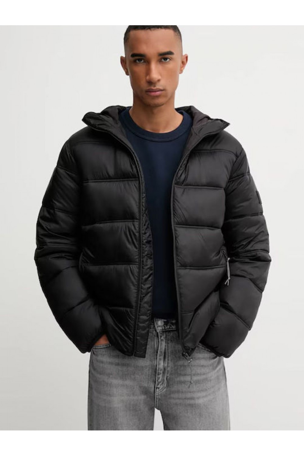 TOMMY HILFIGER HOODED LOGO PUFFER BLACK DM0DM22044-BDS