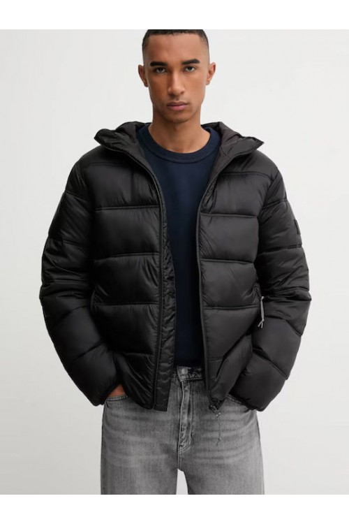 TOMMY HILFIGER HOODED LOGO PUFFER BLACK DM0DM22044-BDS