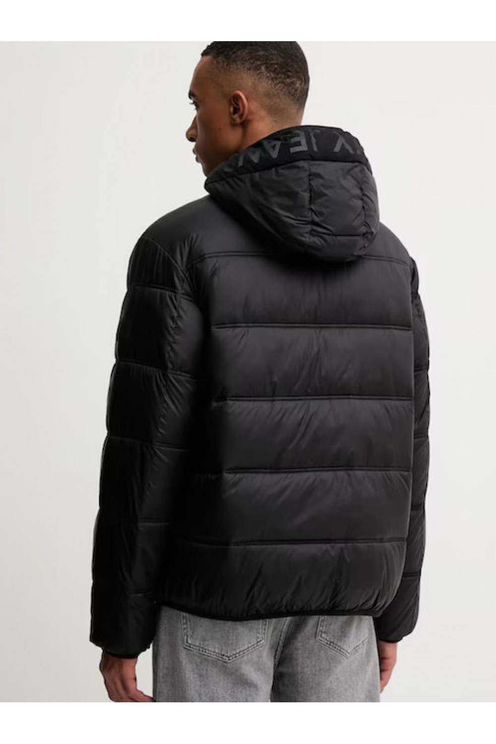 TOMMY HILFIGER HOODED LOGO PUFFER BLACK DM0DM22044-BDS