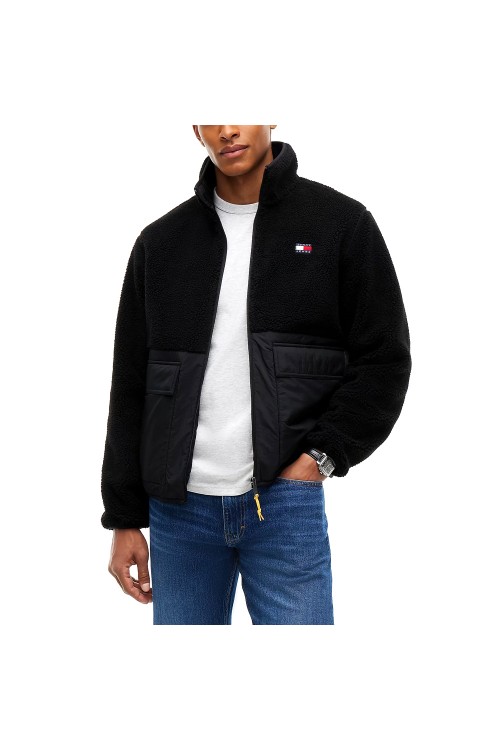 TOMMY HILFIGER TJM ESSENTIAL MIX TEDDY JACKET BLACK DM0DM23227-BDS