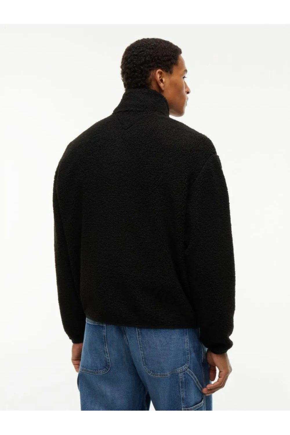 TOMMY HILFIGER TJM BADGE TEDDY RELAXED ZIP-THRU SWEATSHIRT BLACK DM0DM22345-BDS