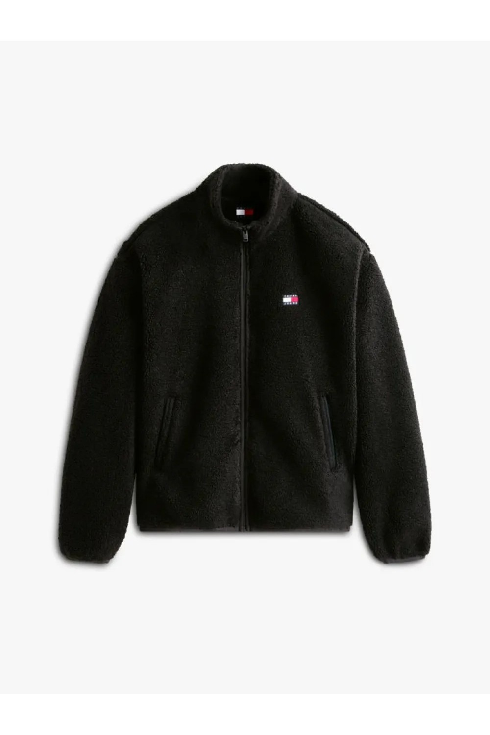 TOMMY HILFIGER TJM BADGE TEDDY RELAXED ZIP-THRU SWEATSHIRT BLACK DM0DM22345-BDS