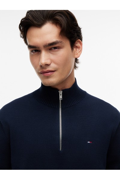 TOMMY HILFIGER TJM ESS LIGHT QUARTER ZIP KNIT DARK NIGHT NAVY DM0DM21654-C1G