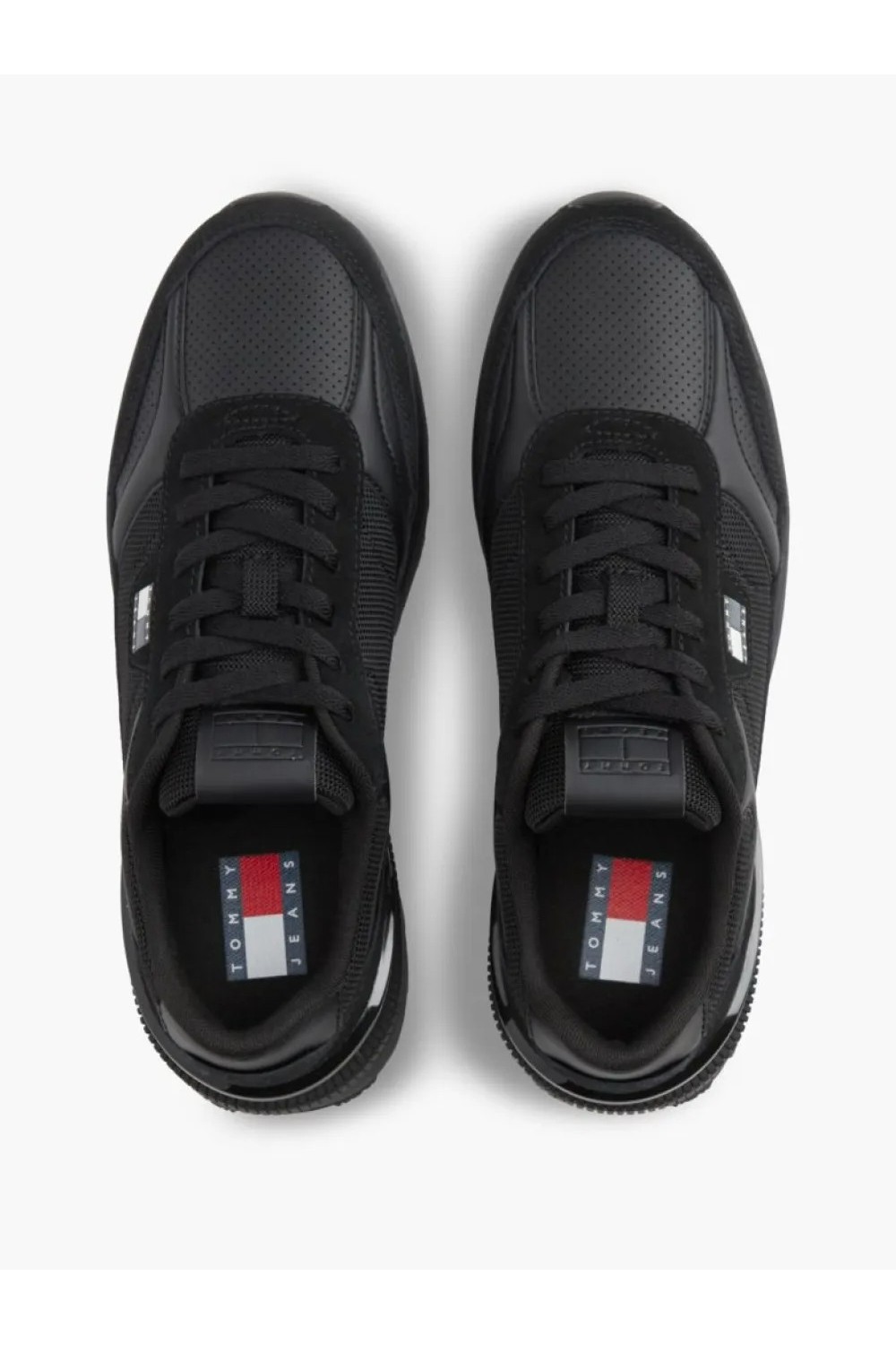 TOMMY HILFIGER COLOUR-BLOCKED MIXED TEXTURE CLEAT SNEAKERS BLACK EM0EM01775-0GJ