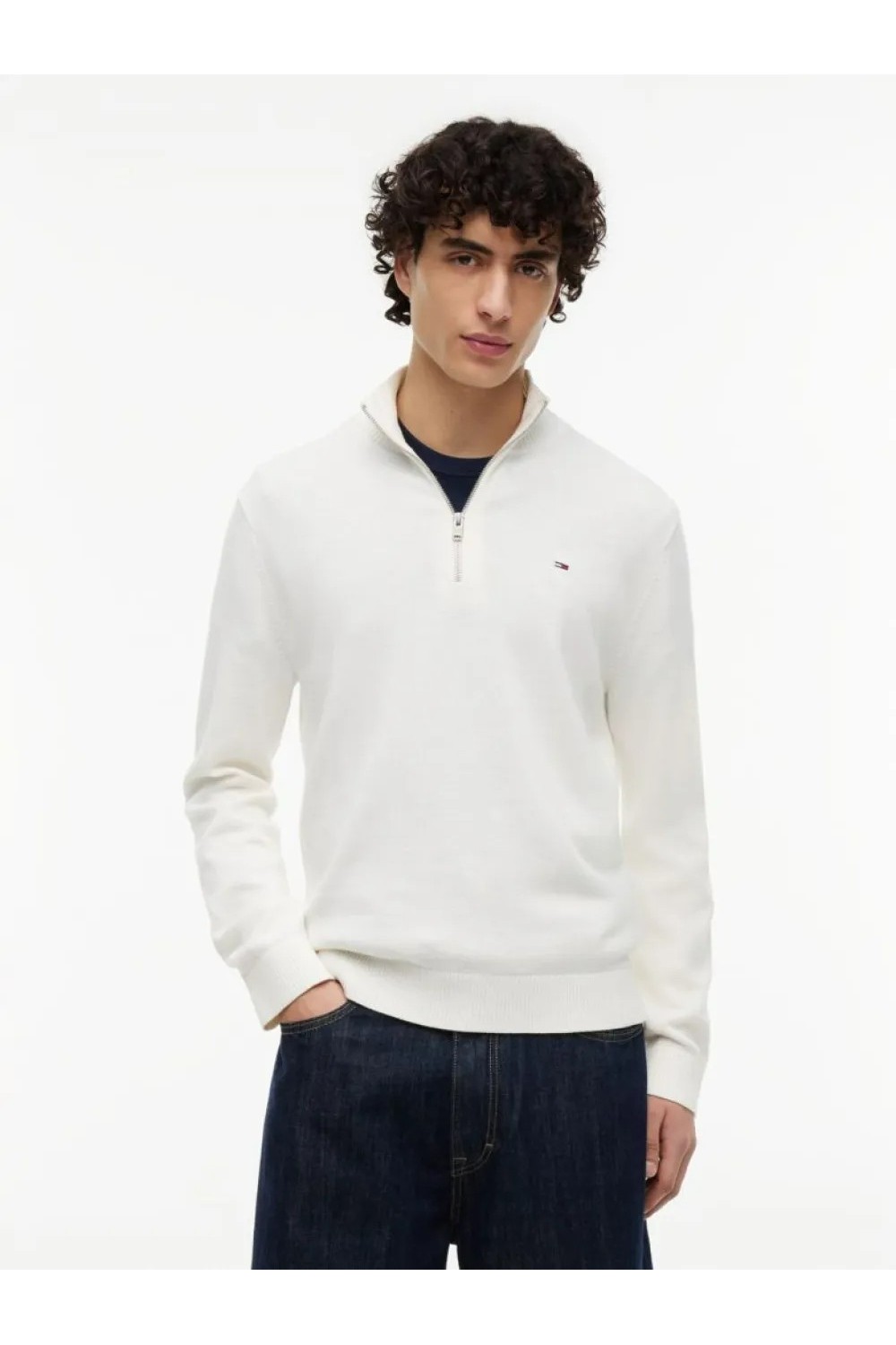 TOMMY HILFIGER TJM ESS LIGHT QUARTER ZIP KNIT OFF WHITE DM0DM21654-YBH