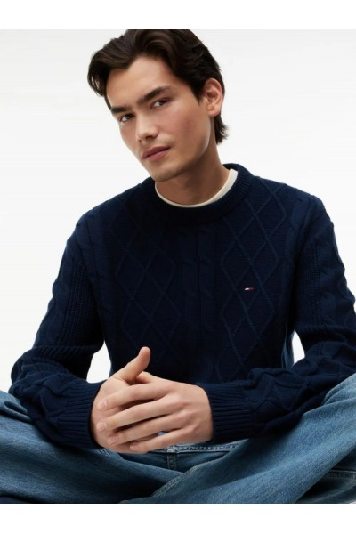 TOMMY HILFIGER TJM REG CABLE KNIT SWEATER DARK BLUE DM0DM23405-C1G