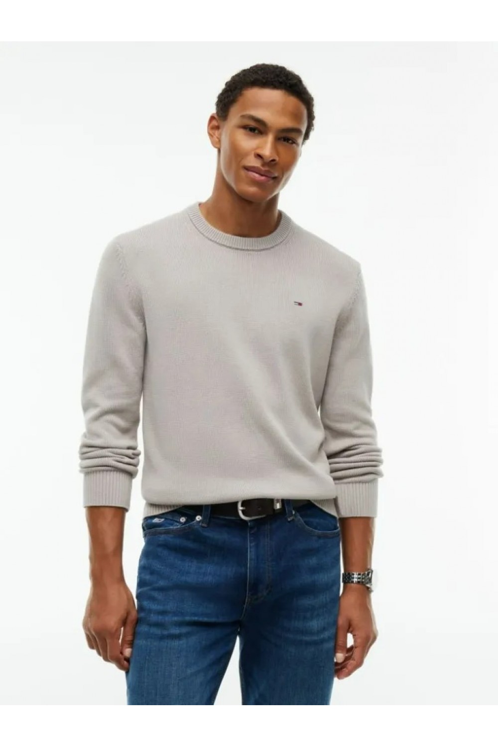 TOMMY HILFIGER SWEATER CLASIC NECK LOGO TOMMY LIMESTONE DUST DM0DM21787-PKE