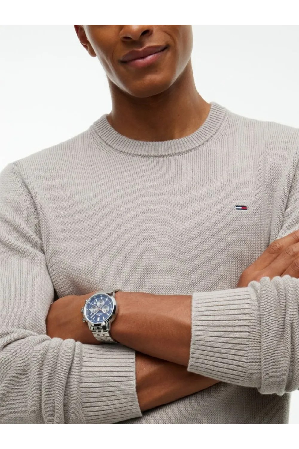 TOMMY HILFIGER SWEATER CLASIC NECK LOGO TOMMY LIMESTONE DUST DM0DM21787-PKE