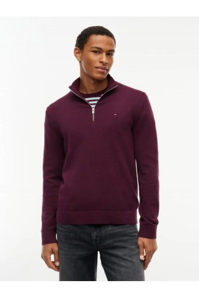 TOMMY HILFIGER TJM ESS LIGHT QUARTER ZIP KNIT CALYPSO BERRY DM0DM21654-V11