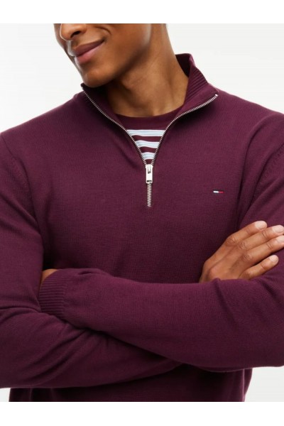 TOMMY HILFIGER TJM ESS LIGHT QUARTER ZIP KNIT CALYPSO BERRY DM0DM21654-V11