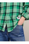 TOMMY HILFIGER TJM CHECK PEACHED SHIRT EXT GREEN MALACHITE CHECK DM0DM19532-L30