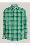 TOMMY HILFIGER TJM CHECK PEACHED SHIRT EXT GREEN MALACHITE CHECK DM0DM19532-L30