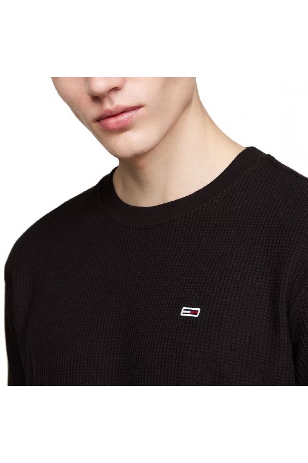 TOMMY HILFIGER WAFFLE LONGSLEEVE REGULAR FIT TEE BLACK DM0DM19216-BDS