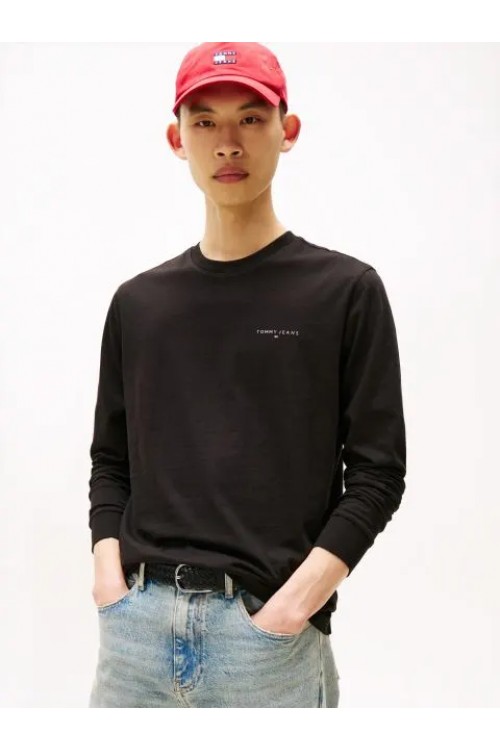 TOMMY HILFIGER TJM SLIM CHEST LINEAR LS TEE BLACK DM0DM21594-BDS