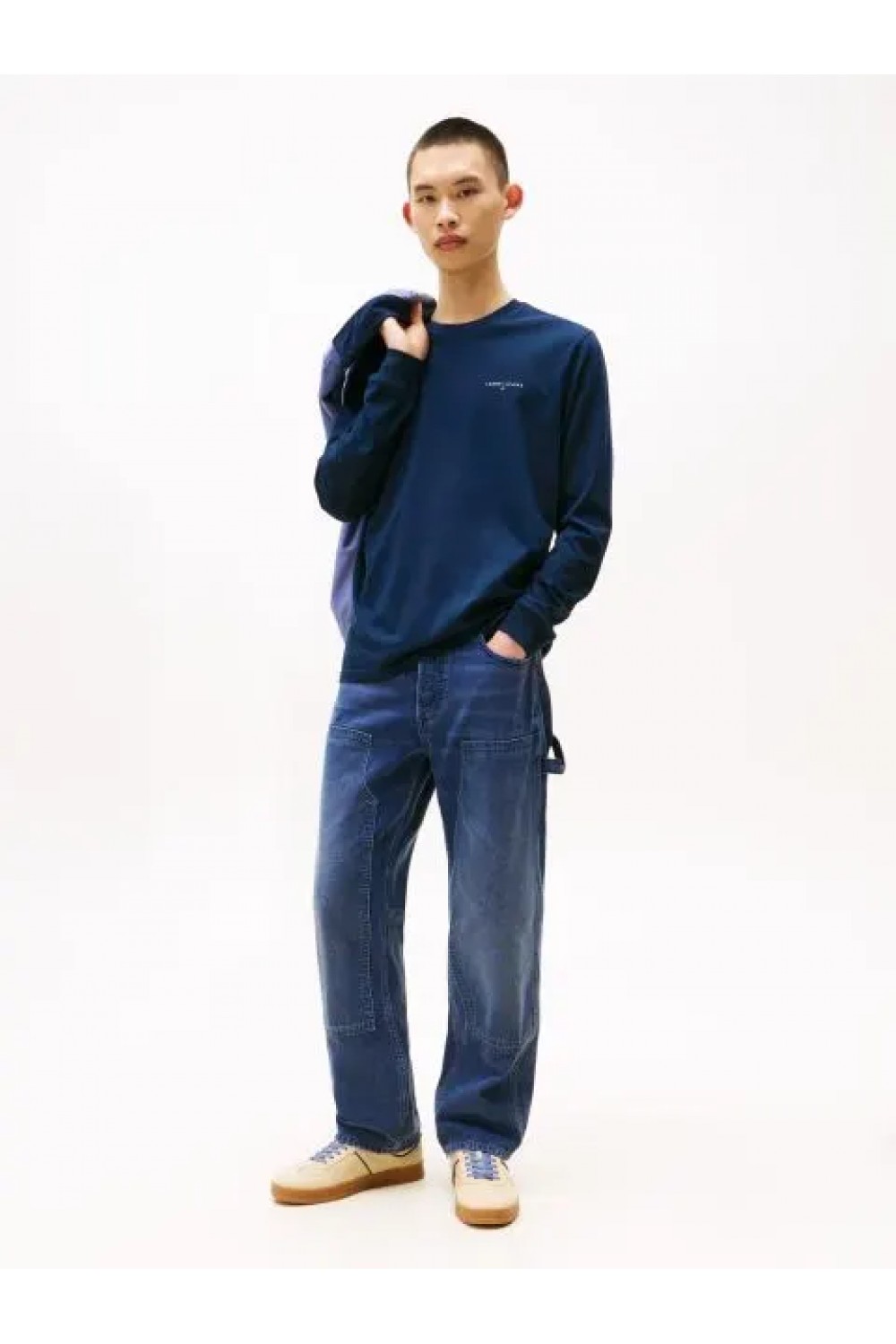 TOMMY HILFIGER TJM SLIM CHEST LINEAR LS TEE DARK NIGHT NAVY DM0DM21594-C1G