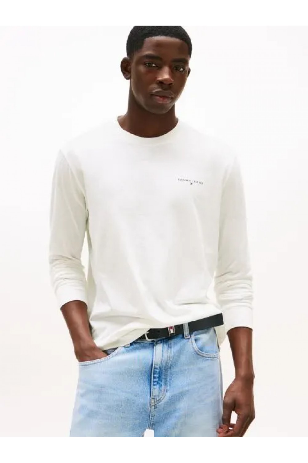 TOMMY HILFIGER TJM SLIM CHEST LINEAR LS TEE ECRU WHITE DM0DM21594-YBL