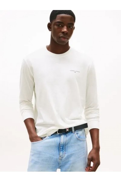 TOMMY HILFIGER TJM SLIM CHEST LINEAR LS TEE ECRU WHITE DM0DM21594-YBL