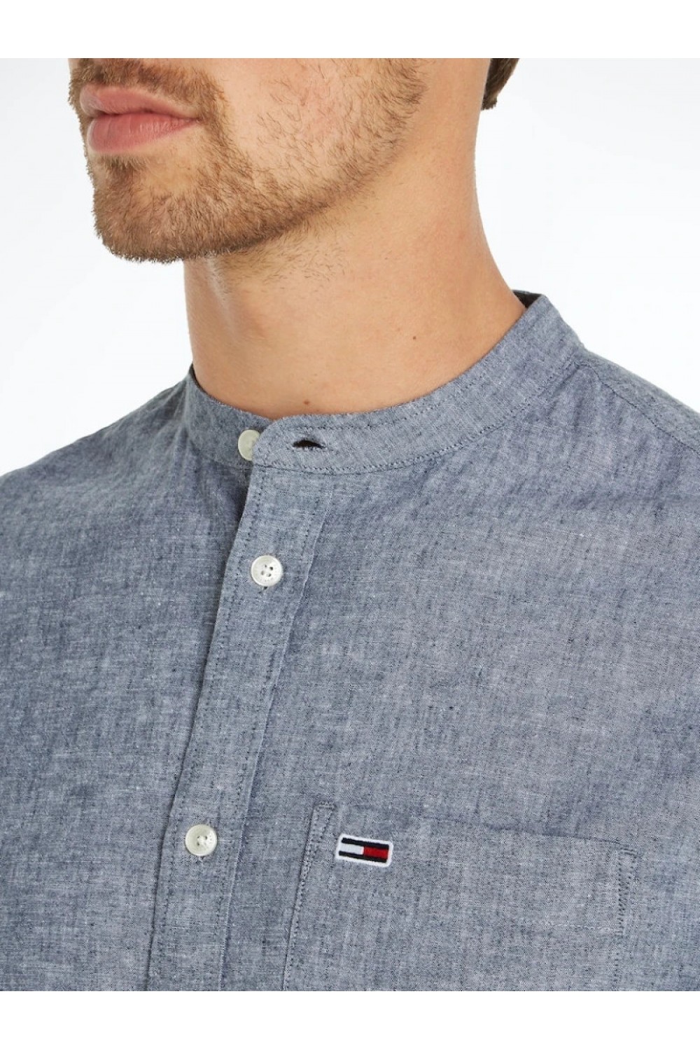 TOMMY HILFIGER TJM REG MAO LINEN BLEND SHIRT DARK NIGHT NAVY DM0DM18964-C1G