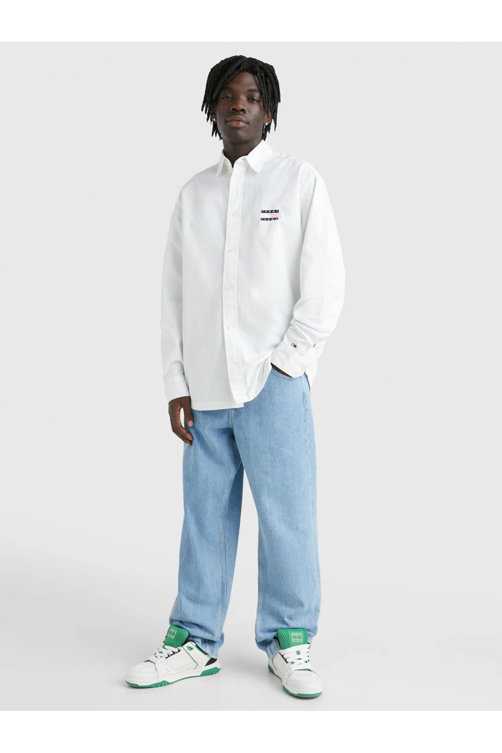 TOMMY HILFIGER TJM OVZ COLLEGE POP SHIRT WHITE DM0DM16346-YBR