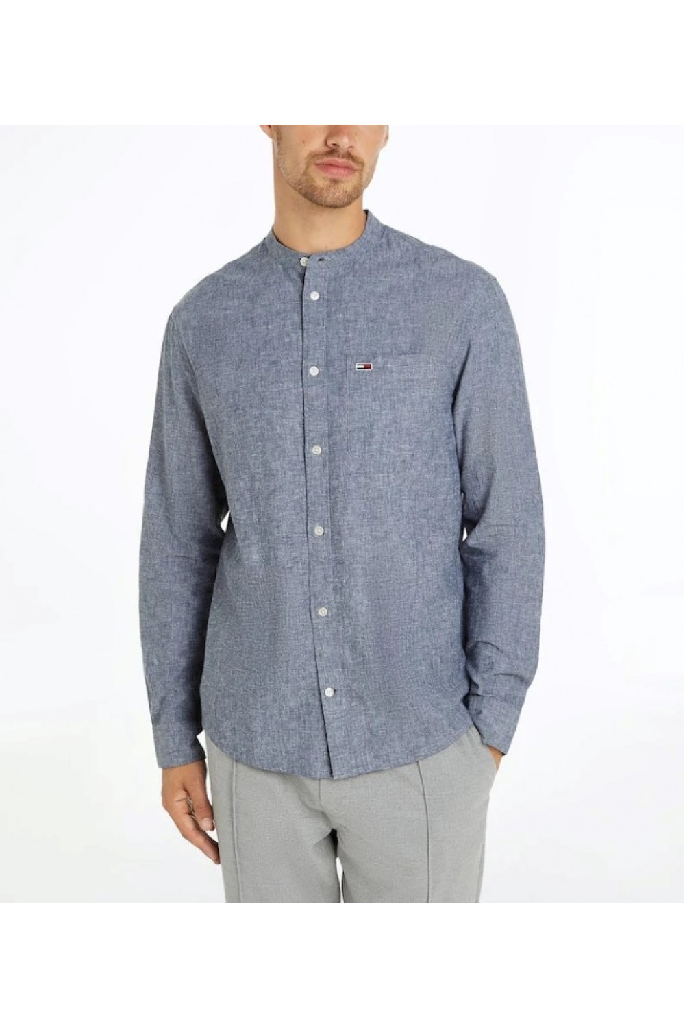 TOMMY HILFIGER TJM REG MAO LINEN BLEND SHIRT DARK NIGHT NAVY DM0DM18964-C1G