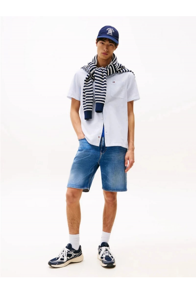 TOMMY HILFIGER LINEN BLEND CAMP SHIRT SWEET BLUE DM0DM20895-C3Q