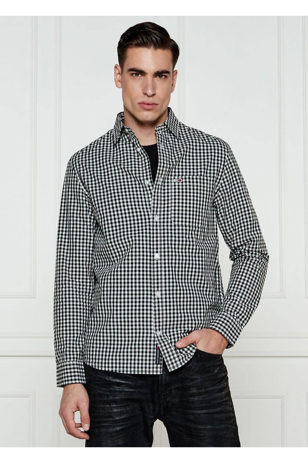 TOMMY HILFIGER SHIRT TJM POPLIN CHECK BLACK DM0DM21115-BDS