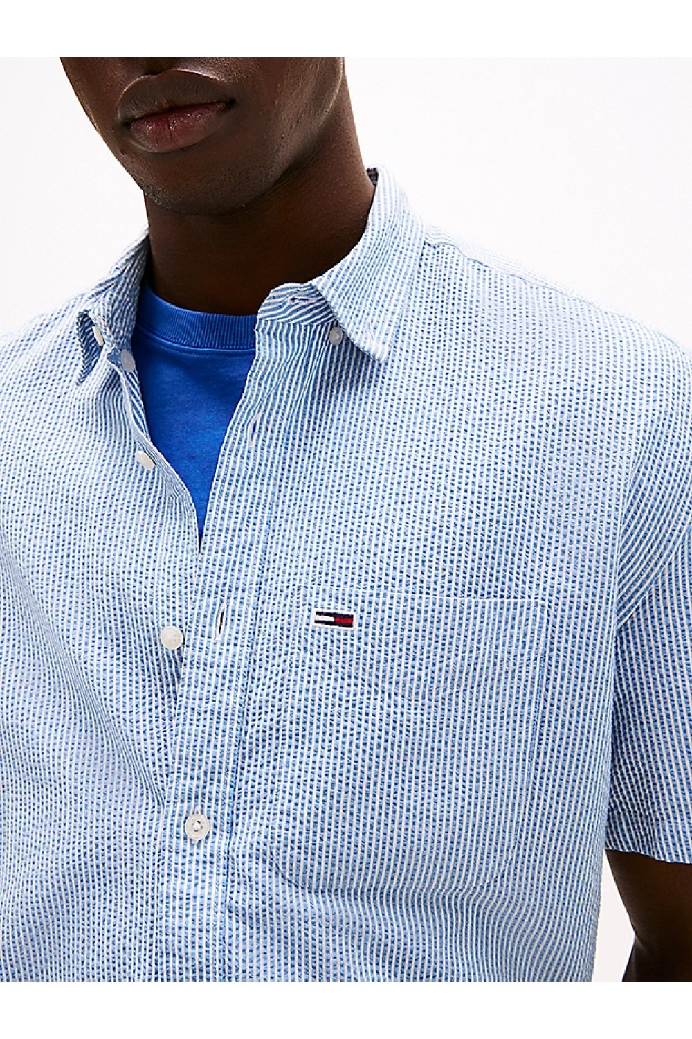 TOMMY HILFIGER SHIRT REG SEERSUCKER COLORADO BLUE STRIPES DM0DM20891-DY6