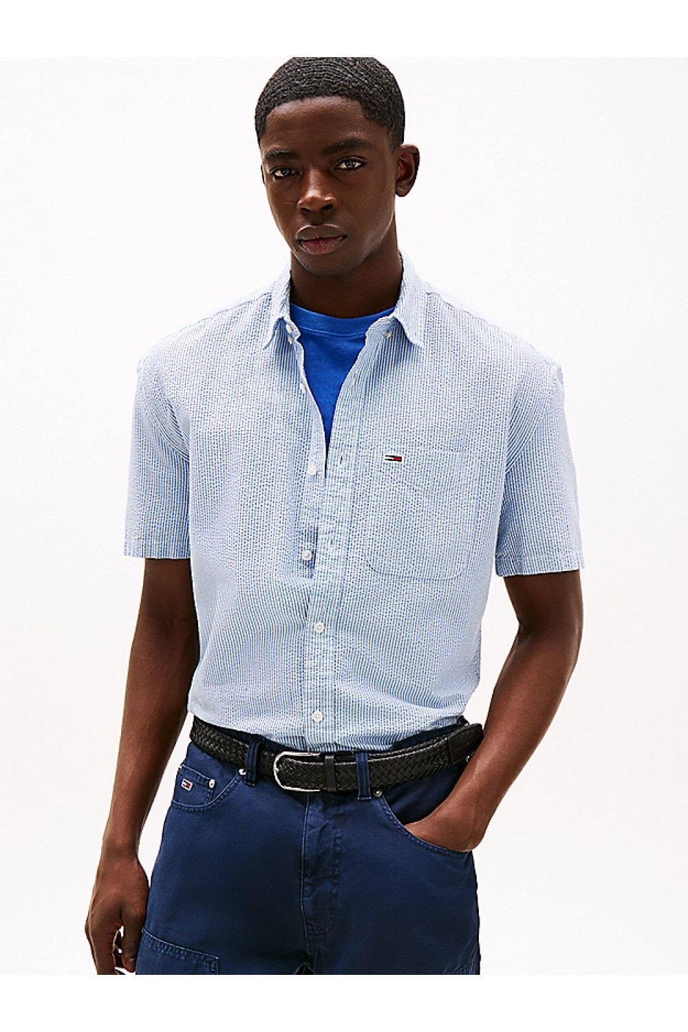 TOMMY HILFIGER SHIRT REG SEERSUCKER COLORADO BLUE STRIPES DM0DM20891-DY6