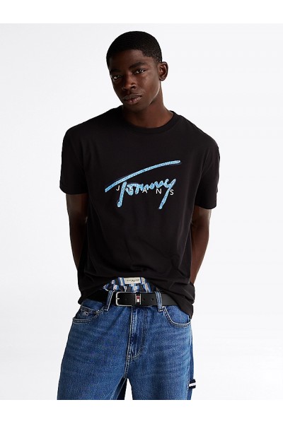 TOMMY HILFIGER T-SHIRT TJM REG RWB SIGNATURE BLACK DM0DM21109-BDS